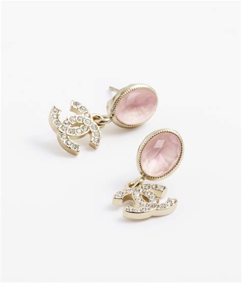 chanel pink crystal metal strass earrings|Stud earrings .